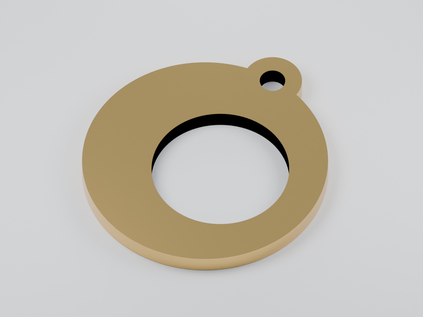 Gold appearance render of the exact Orbit pendant CAD geometry